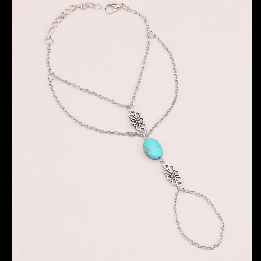 Turquoise Silver Chain ring/bracelet - Picture 2 of 3